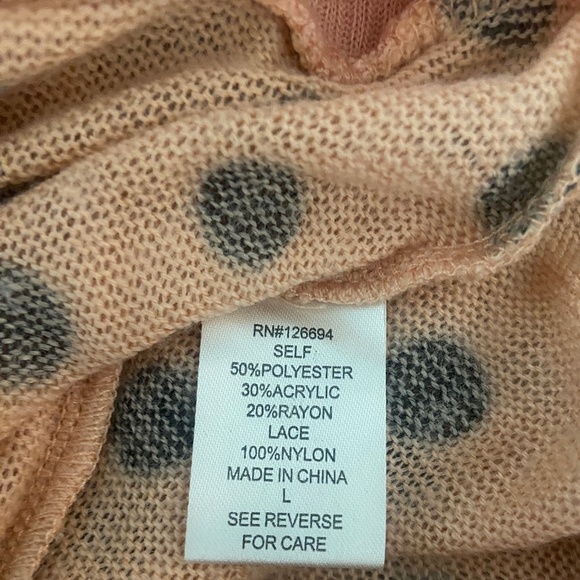 Retro-Inspired Pink & Black Polka Dot Lace Sweater Large - Picture 7 of 7